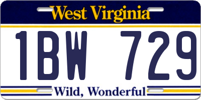 WV license plate 1BW729