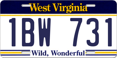 WV license plate 1BW731