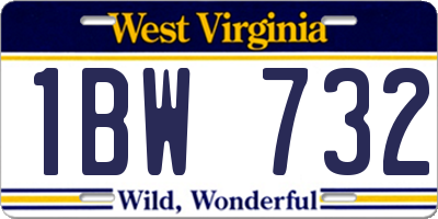 WV license plate 1BW732