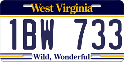 WV license plate 1BW733