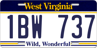 WV license plate 1BW737