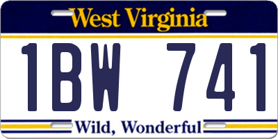 WV license plate 1BW741