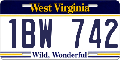 WV license plate 1BW742
