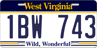 WV license plate 1BW743