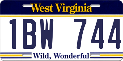 WV license plate 1BW744