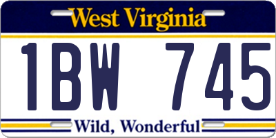 WV license plate 1BW745