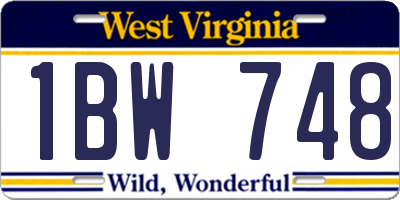 WV license plate 1BW748