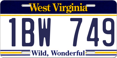 WV license plate 1BW749