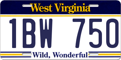 WV license plate 1BW750