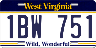 WV license plate 1BW751