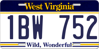 WV license plate 1BW752