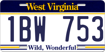 WV license plate 1BW753