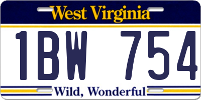 WV license plate 1BW754
