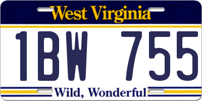 WV license plate 1BW755