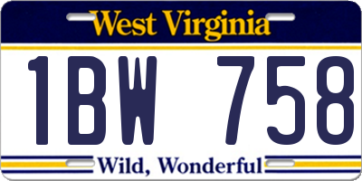WV license plate 1BW758