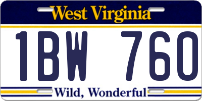 WV license plate 1BW760