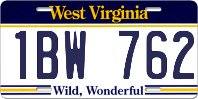 WV license plate 1BW762