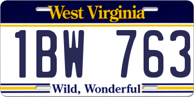 WV license plate 1BW763