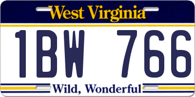 WV license plate 1BW766