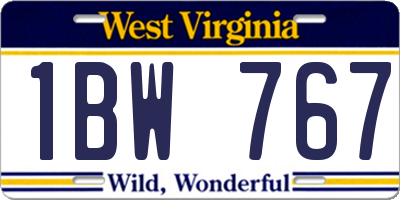 WV license plate 1BW767