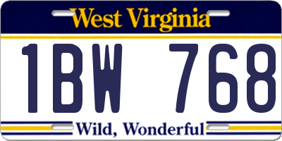 WV license plate 1BW768