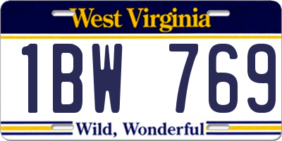 WV license plate 1BW769