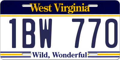 WV license plate 1BW770