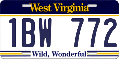 WV license plate 1BW772