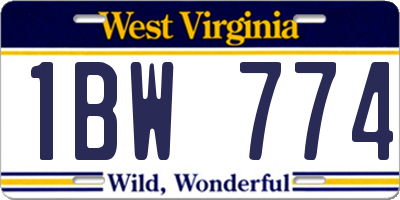 WV license plate 1BW774