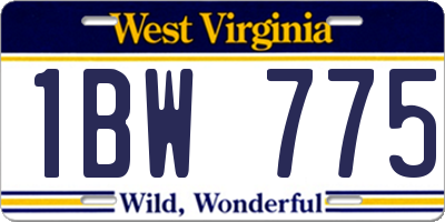 WV license plate 1BW775
