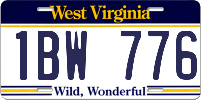 WV license plate 1BW776