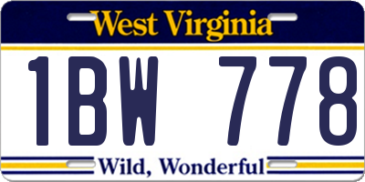 WV license plate 1BW778