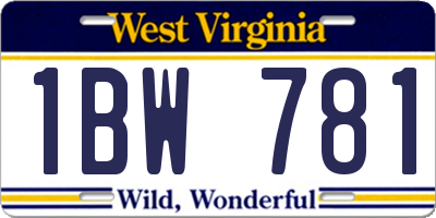 WV license plate 1BW781