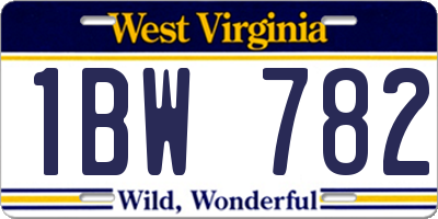 WV license plate 1BW782