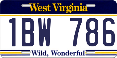 WV license plate 1BW786