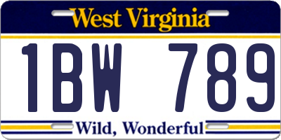 WV license plate 1BW789