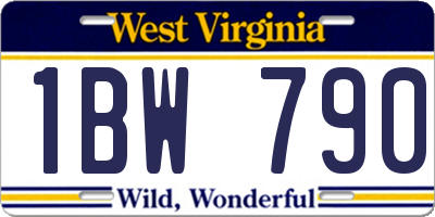 WV license plate 1BW790