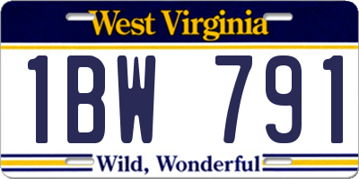 WV license plate 1BW791