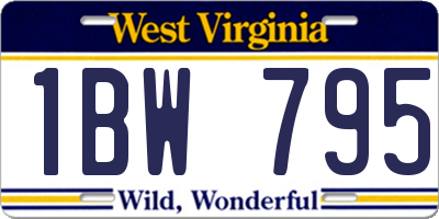 WV license plate 1BW795