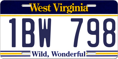 WV license plate 1BW798