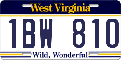 WV license plate 1BW810