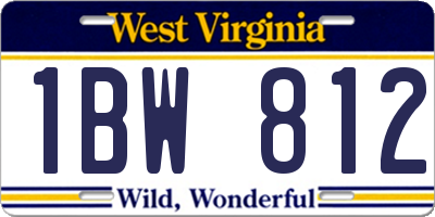 WV license plate 1BW812