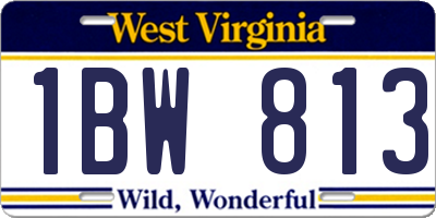 WV license plate 1BW813