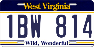 WV license plate 1BW814