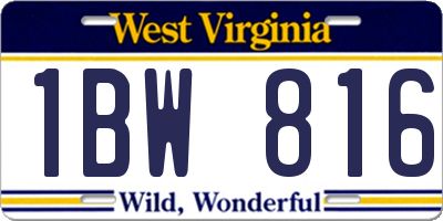 WV license plate 1BW816