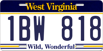 WV license plate 1BW818