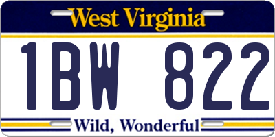 WV license plate 1BW822