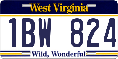 WV license plate 1BW824