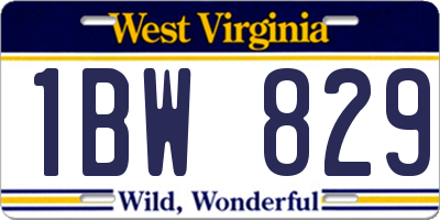 WV license plate 1BW829