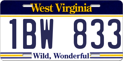 WV license plate 1BW833